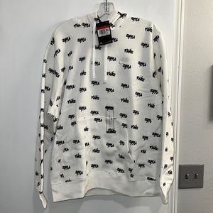 Men’s Nike Sportswear Club Script Hoodie (White|Size L)